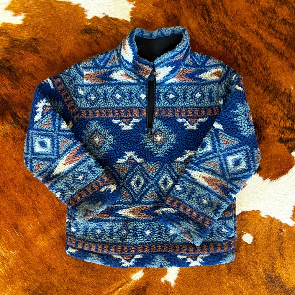 Wrangler Sherpa Boys Aztec Western pullover sweater size Medium